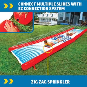 Toboggan aquatique de 25 pieds avec arroseur et 2 méga-sleddes pour les courses de enfants dans la cour - Product Image 4