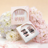 Manisky 10 pièces Faux ongles à presser faits main, modèles mixtes 3D Amande Stiletto, en Gel ABS, réutilisables, couvrance totale, personnalisables avec logo, vente en gros