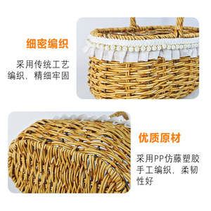 Panier de fleurs artificielles réalistes, centre de table en rotin tressé fait main pour la décoration de la maison, des mariages et des fêtes, style ferme nordique - Product Image 2