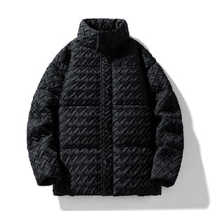 Logotipo personalizado 2025 invierno tendencia de la calle de los hombres ocio tejido plumón de pato blanco cuello de moda juvenil chaqueta de plumón sencilla calentamiento - Product Image 2