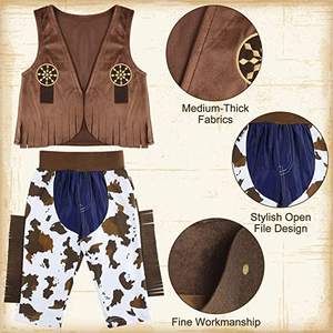 2024 nouvelle mode enfants Cowboy Costume habiller tenue garçons chapeau de Cowboy avec bandana pour enfants jeu de rôle fête Cosplay Costumes - Product Image 5