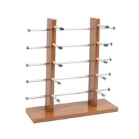 QSKY Présentoir en Bois de Bambou Vintage pour Comptoir, Support de Rangement pour Lunettes de Soleil et Montures Optiques