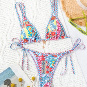Bikini de Dos Piezas Personalizado 2026, Retro, Moderno, Sexy, con Tirantes, Espalda Descubierta, Estampado Floral, Ecológico - Product Image 5