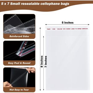 Bolsas de celofán resellables de 5x7, 1500 unidades, bolsas de embalaje de plástico transparente autosellables, sellado de tres lados para aperitivos y regalos - Product Image 2