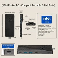 Mini PC sin Ventilador de Cuatro Núcleos Intel Gemini Lake J4105 con Windows 11 Pro, Nuevo, 128GB EMMC, RJ45 2.5G, Mini Computadora para Uso Empresarial