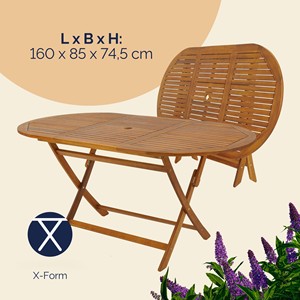 Ensemble de meubles de jardin Combohome 7 pièces pour jardin et terrasse, <span class=keywords><strong>table</strong></span> de jardin pliante en bois avec <span class=keywords><strong>support</strong></span> pour parasol et chaise avec accoudoirs - Product Image 6