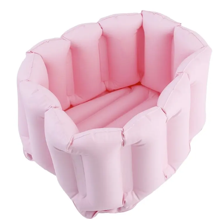 Bañera inflable de vinilo para pies, accesorio de baño resistente de color rosa, plegable, duradero, PVC, cómoda, para soplar los pies, para spa