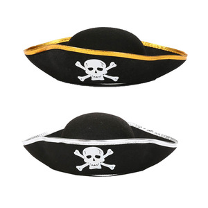 Nuovo Cappello Tricorno da Pirata per Halloween con Bordo Oro/Argento, Materiale Durevole e Riutilizzabile, Accessorio per Costume Stile Capitano dei Caraibi - Product Image 2