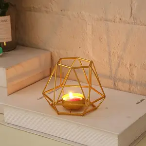 Geometry Candle Holder Gold Centerpiece tealight metal candlestick holder For Wedding and home decoration