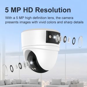 Caméra PTZ WiFi 360° 6MP HD Capteur CMOS Carte SD & Stockage Cloud IP66 Étanche Audio Bidirectionnel Surveillance Bébé Intérieur Sécurité - Product Image 3