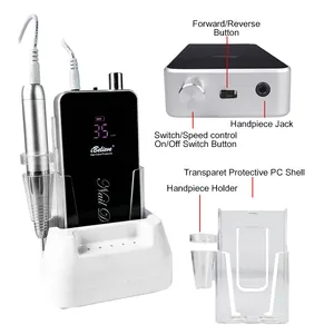 Kit de perceuse à ongles sans noyau, Offre Spéciale équipements professionnels, sans Vibration, Kit de perceuse à ongles Rechargeable avec Base de charge, 35000 tr/min