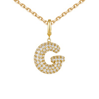 Collier personnalisé en or jaune 18 carats avec lettre, pendentif initial pavé de diamants de laboratoire, cadeau pour elle
