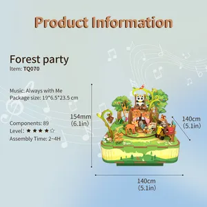 Tonecheer Forest Party Birthday Gift Dly Handmade Wooden Toys Puzzle Music Forest Cartoon Music Box