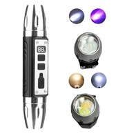 Lampe torche UV 4 couleurs Jade 365nm, lampe de poche UV rechargeable USB-C, lumière blanche jaune 395nm pour la détection de bijoux et l'inspection des pierres précieuses