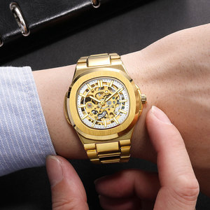 Wholesale Luxury Gold <b>Skeleton</b> Men's <b>Automatic</b> <b>Watch</b> Luminous Feature Business Hollow Mechanical Men <b>Watch</b> - Product Image 4