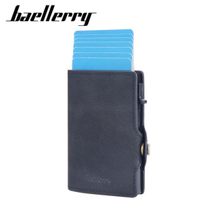 Baellerry Men's RFID Card Holder PU Leather Multi Slot Snap Credit Card <b>Case</b> Black Blue Gray Coffee Brown 4 Inch Solid Color - Product Image 5