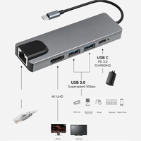 Adaptador Multipuerto VONN Tipo-C a HDMI 5 en 1, Transferencia de Datos Multifunción, Hub 4K HD para Laptop y TV