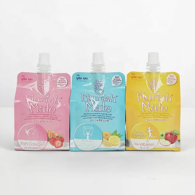 Bolsa de embalagem de líquidos Stand Up personalizada de qualidade alimentar com bico para bebidas e sucos