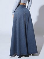 Robe en jean bleu classique moulante taille haute sexy mi-longue