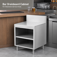 Table de travail commerciale en acier inoxydable perforé avec évier intégré et armoire de rangement, station d'égouttage avec crédence pour restaurant