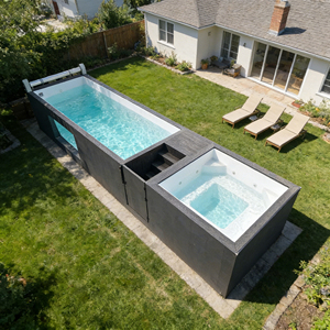 สระว่ายน้ำไฟเบอร์กลาสแบบตั้งพื้นพร้อมใช้งาน พร้อมปั๊มน้ำอัจฉริยะสำหรับกลางแจ้ง - Product Image 2