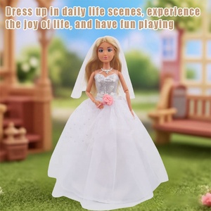 Poupée de mariée blanche avec long voile, robe de soirée princesse en dentelle blanche pour poupée de 11,5 pouces - Product Image 6