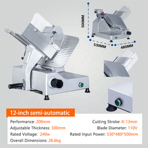 Rebanadora de Carne Automática Eléctrica, Cortadora de Alimentos para <span class=keywords><strong>Delicatessen</strong></span>, Cortadora de Verduras, Cuchilla y Carro Desmontables de Acero Inoxidable para Cocina - Product Image 4