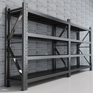 Étagère à poutres réglables en acier au carbone noir à 4 niveaux avec grille métallique et finition thermolaquée pour rangements - Product Image 1