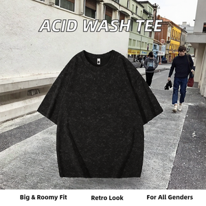 T-shirt 100% coton épais 210 g/m² style streetwear vintage délavé à l'acide, surdimensionné, sérigraphié, respirant et infroissable – Vente en gros - Product Image 2