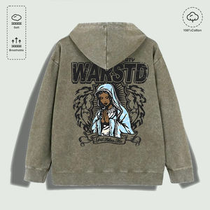 Sudadera con Capucha 100% Algodón Lavado con Estampado Gráfico de Figura Orando, Varios Colores - Product Image 4