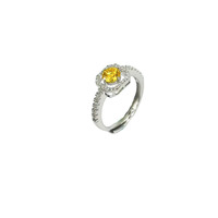 KAAN JEWELRY Damen 925 Silber Rhodinierter Ring mit gelbem Quadrat Zirkon Trendy Design für Geschenk anlässe