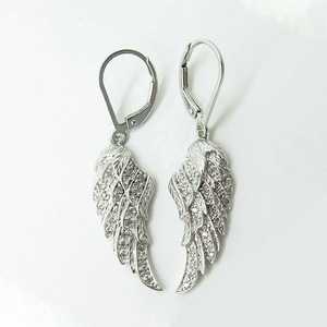 Orecchini pendenti con piume lunghe per donna, eleganti gioielli per le orecchie in stile ala - Product Image 3