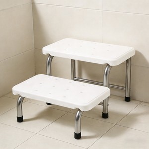 Taburete Antideslizante <span class=keywords><strong>de</strong></span> Dos Peldaños <span class=keywords><strong>para</strong></span> Bañera, Cama, <span class=keywords><strong>Cocina</strong></span>, Asistencia <span class=keywords><strong>de</strong></span> Movilidad, Blanco - Product Image 1