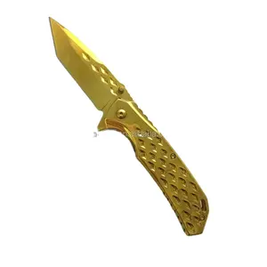 8.2 ''vendita in fabbrica Golden Titanium Survival Camping coltelli da esterno lama commemorativa edizione limitata coltello da tasca