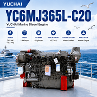 محرك ديزل بحري ثقيل من سلسلة YUCHAI YC6MJ طراز YC6MJ365L-C20 بقوة 300 كيلوواط مع مضخة توربينية ومبرد بيني للسفن التجارية وسفن الركاب