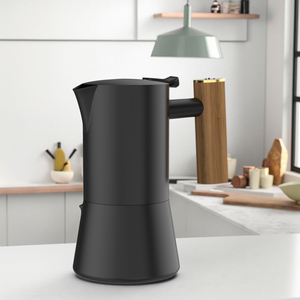 Hsupports DHPO Stovetop — Machine à café expresso en acier inoxydable, Pot Moka, luxe italien, avec poignée en bois - Product Image 1