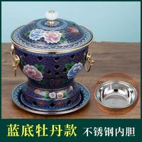 Ustensiles de cuisine chinois antiadhésifs Deyanhaohuo avec surface émaillée, fond en cuivre et poignée dorée pour la restauration, les buffets et les hot pots