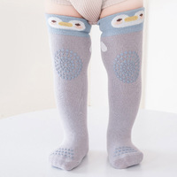 Chaussettes Bébé en Coton Peigné à Motifs de Dessins Animés, Tricotées, Longues, Antidérapantes, avec Coussinets de Genou, pour Nouveau-nés et Enfants, Vente en Gros OEM