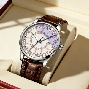New Fashion Luxury Business Quartz <b>Watch</b> Stainless Steel Alloy Calendar Large Dial Leather Strap Men's Quartz <b>Watch</b> - Product Image 1