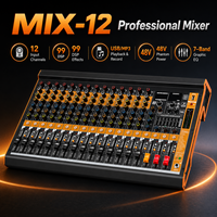 AOFO MIX-12 Console de mixage audio professionnelle 12 canaux avec 99 DSP Bluetooth USB Alimentation fantôme 48V Construction métallique Enregistreur intégré