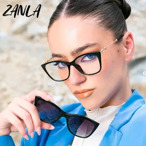 2024防蓝光磁性眼镜架女性猫眼二合一偏光太阳镜复古处方眼镜女士