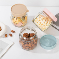 Pot de conservation en verre en forme de citrouille de 350 ml avec couvercle en plastique coloré pour bonbons, noix, grains de café, épices, organisation de la cuisine et du garde-manger