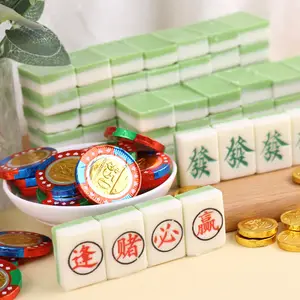 Décoration de gâteau mahjong chinois, en stock, décoration sucre à fond vert épais, trois dimensions, 13 ymiao prenant en charge tout le chocolat