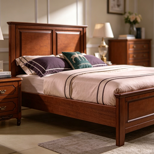 Traditional Mahogany <b>Queen</b> <b>Size</b> Storage <b>Bed</b> <b>Frame</b> with Panel Design Wood Construction - Product Image 5