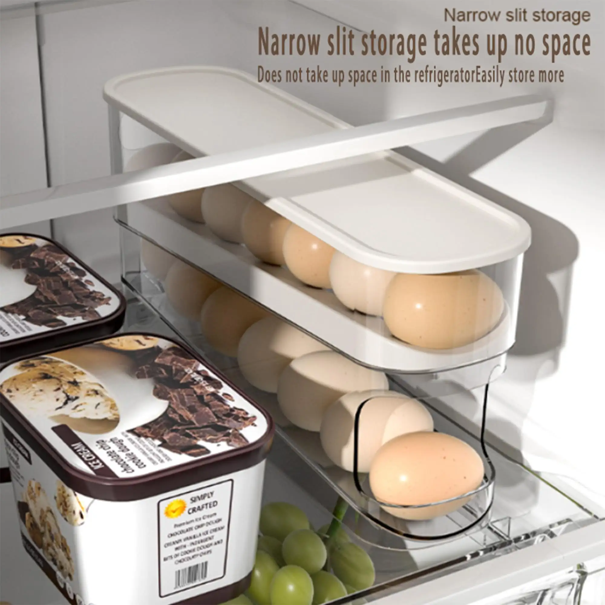 Dispenser per uova a 2 livelli per risparmio di spazio per frigorifero