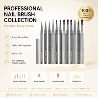 Pinceau à ongles en nylon à pointe ovale plissée, manche métallique, maintien stable du gel, outils de construction 3D pour gel UV et acrylique – Vente chaude