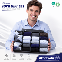 Chaussettes de Ville Classiques pour Hommes en Coton Tricoté de Luxe, Très Demandées, avec Logo Personnalisé, Anti-Bactériennes, en Coffret, pour l'Automne