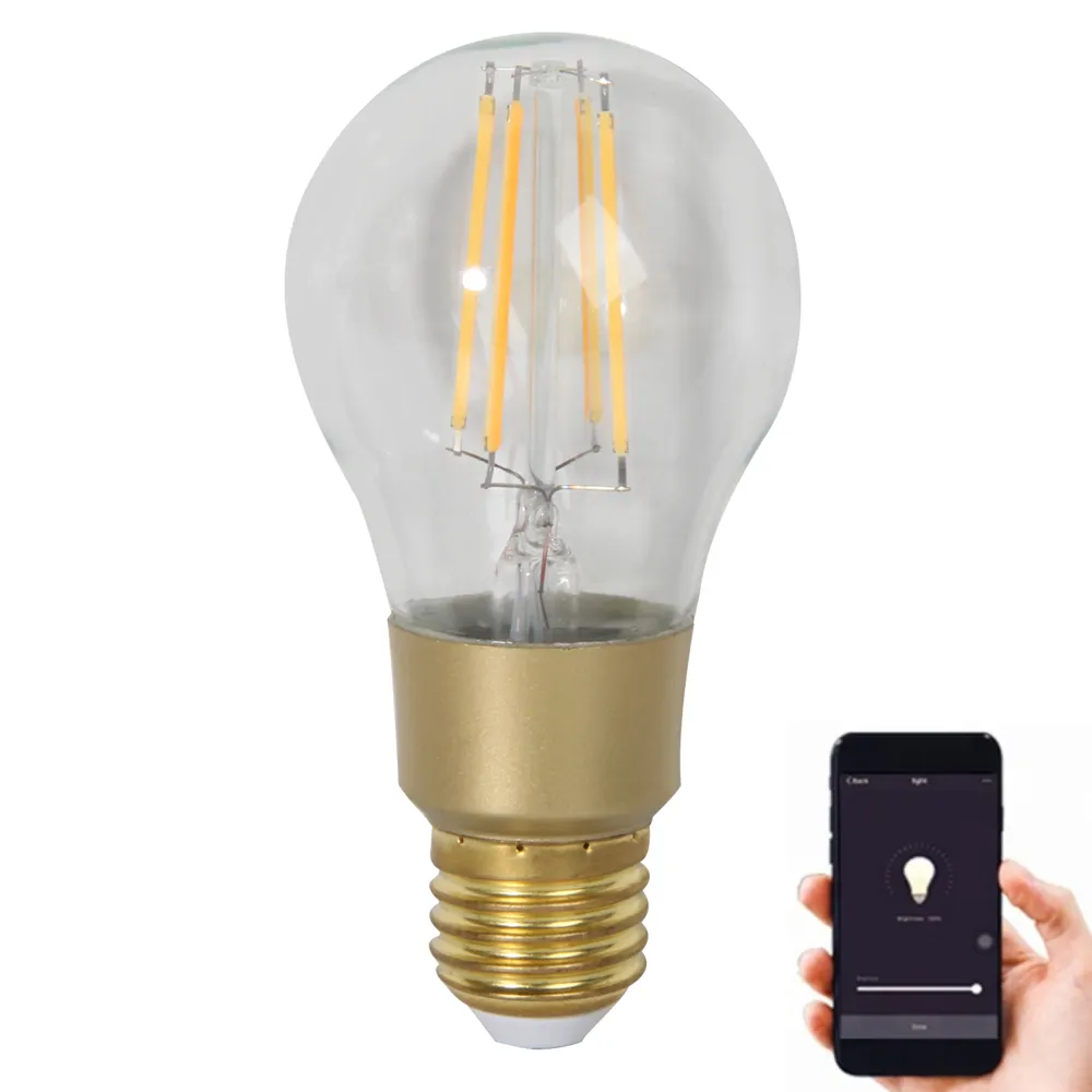 Tuya A60 Smart WiFi LED Filament Bulb E27 Dimmable Light Lamp Work With Alexa Google Home