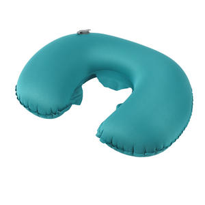 Almohada de viaje inflable en forma de U, soporte portátil para el cuello, 28x26x14cm, azul pavo real, para uso en avión - Product Image 2