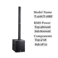 Équipement audio live T408 pour club, enceintes colonne actives alimentées de 4 pouces pour intérieur